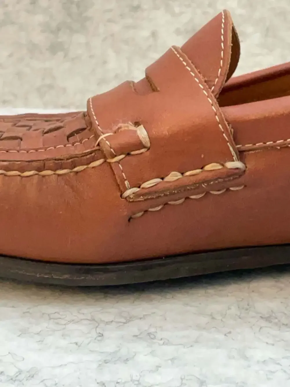 Men’s 10 French Shriner Corolla Woven Leather Penny Loafers